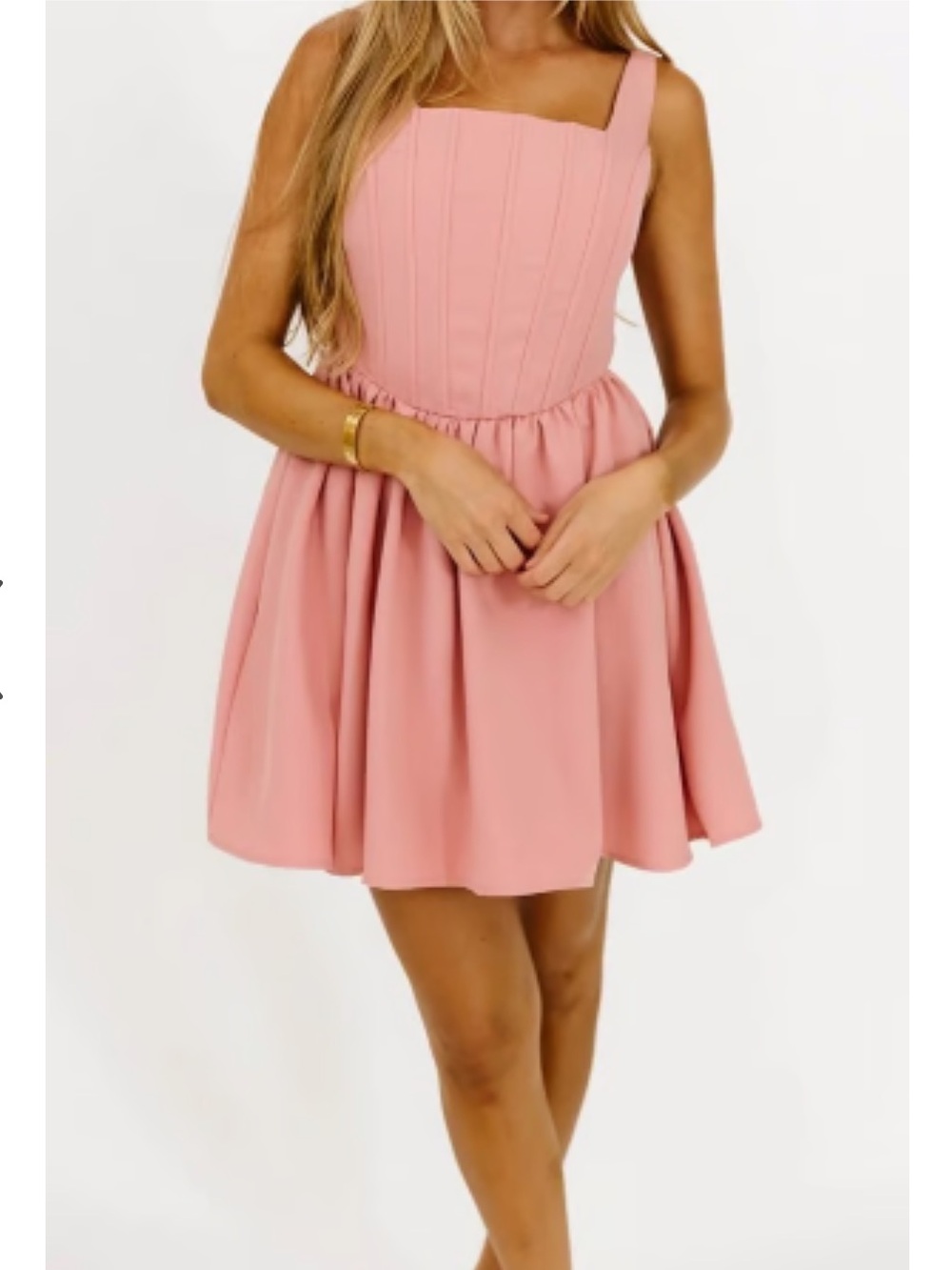 Aureum Libby corset mini skater dress in pink